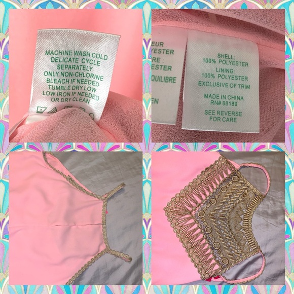 Lilly Pulitzer Pearl Soft Shift. Fun barbie pink w/gold thread cut out top. - Picture 4 of 6